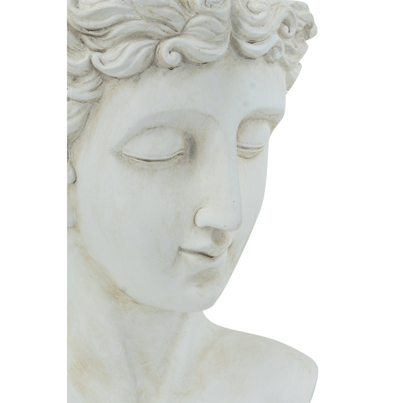 14X13.5X20" Magnesium Male Bust Planter With Earthy White Finish