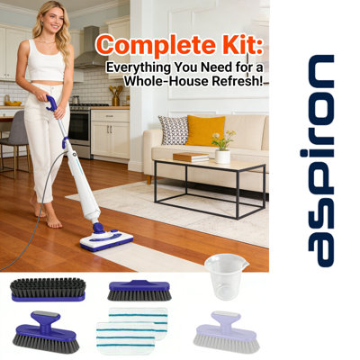Nettoyeur à vapeur professionnel 1300W, nettoyeur à vapeur 25S à chauffage rapide avec chambre à détergent, 2 tampons lavables légers et polyvalents pour bois franc, carrelage, tapis et revêtement