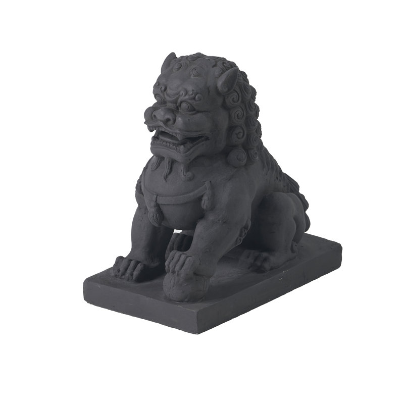 Statue de patte gauche sur boule foo, Gris