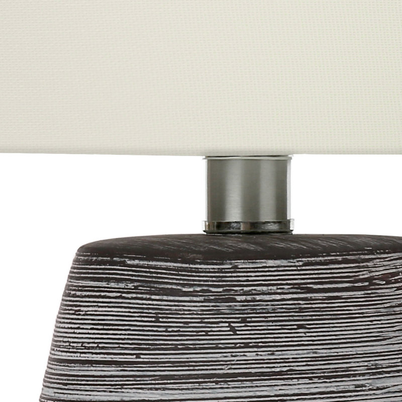 Table Lamp, 19 Inch Textured Ceramic Base, Ivory Linen Drum Shade