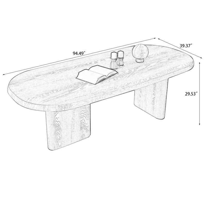 Black Oval Solid Wood Dining Tables, 29.53"H x 94.49"L x 39.37"W