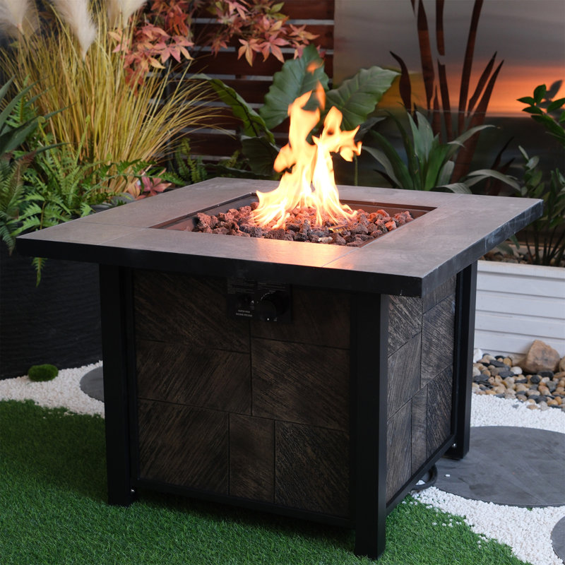 Foyer de table au gaz en oxyde de magnésium, grain de bois, 50000, accrédité, avec pierre de lave et couche imperméable, revêtement texturé