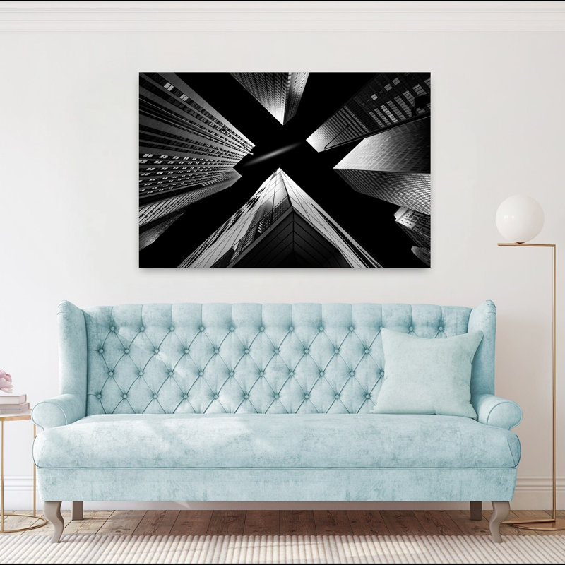 Abstrait, architecture contemporaine, art mural ville, H 40 po x l 60 po