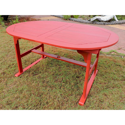 Clemmons Oval Acacia Extendable Outdoor Dining Table With Umbrella Hole , in. W 39.5'' in. D