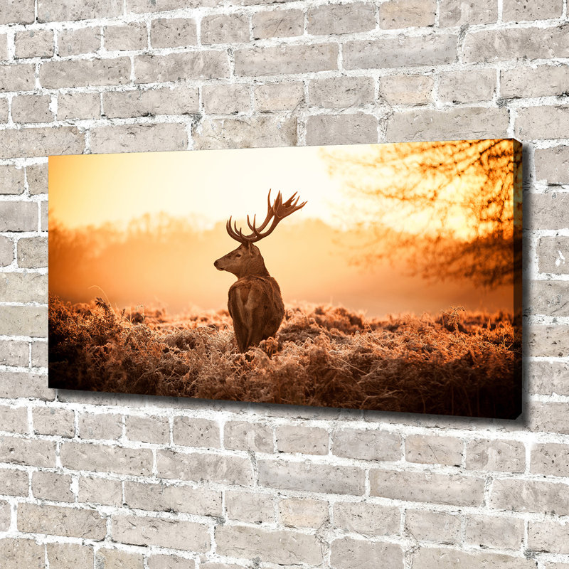 Deer Sunrise - No Frame Print, Canvas, 70cm H x 140cm W