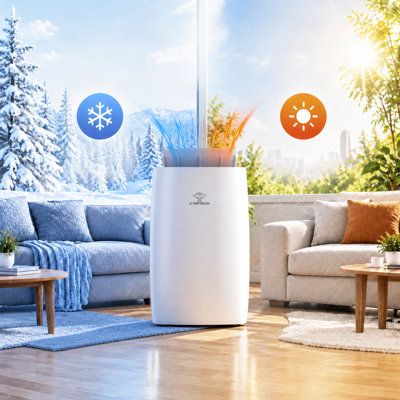 Climatiseur portatif 12 000 BTU avec chauffage, unité de climatisation 4 en 1 avec déshumidificateur, mode veille et 3 vitesses de ventilateur - refroidit et chauffe jusqu'à 750 pieds carrés Pi.