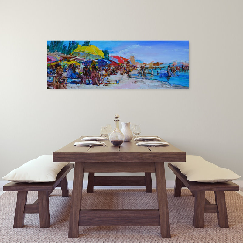 Lively Summer Beach by Andrii Kutsachenko - Wrapped Canvas Panoramic Print, 40.64cm H x 121.92cm W