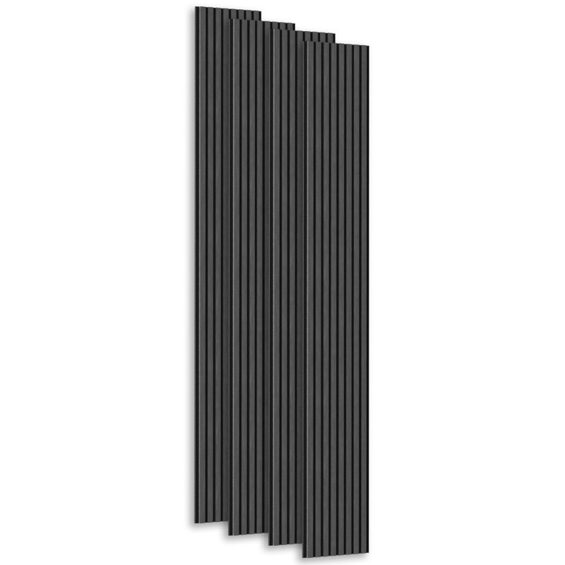 Ensemble de 4 panneaux muraux à lattes 3D en acoustique gris gris (4 pièces / 37,10 pieds carrés), Gris