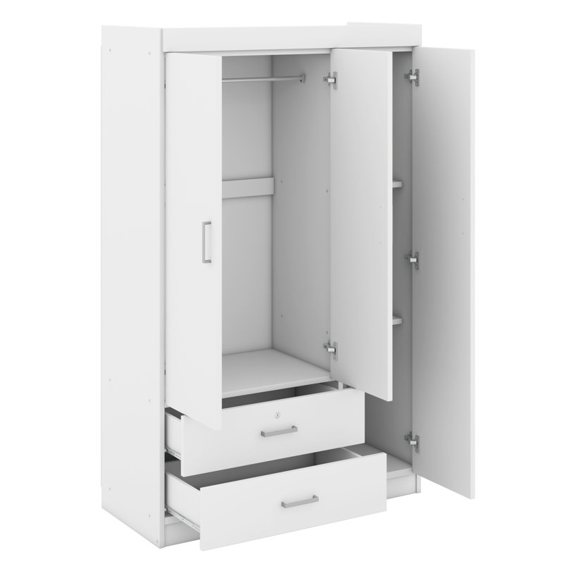 Armoire-penderie à miroir 3 portes Minimalist, Blanc