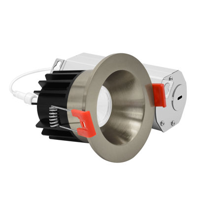 Luxrite 2 In. LED Regressed Canless Light with Round Brushed Nickel Interchangeable Trim, 5CCT, CRI90, 8W, 600LM, 60° Beam, Dimmable, 120V, ETL Listed