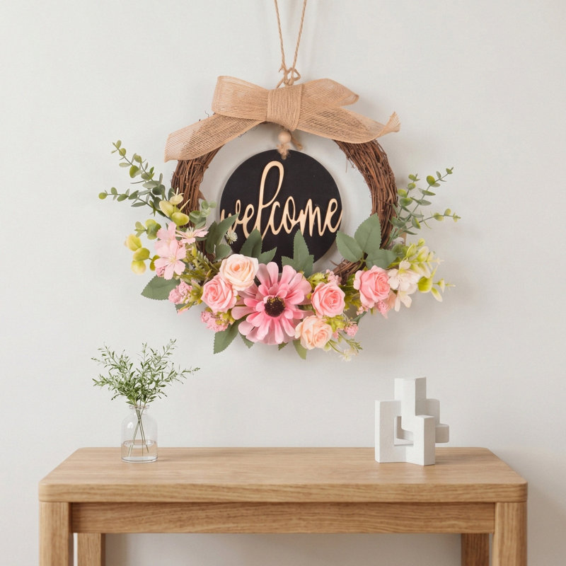 Couronne rose 16 pouces pour porte d'entrée