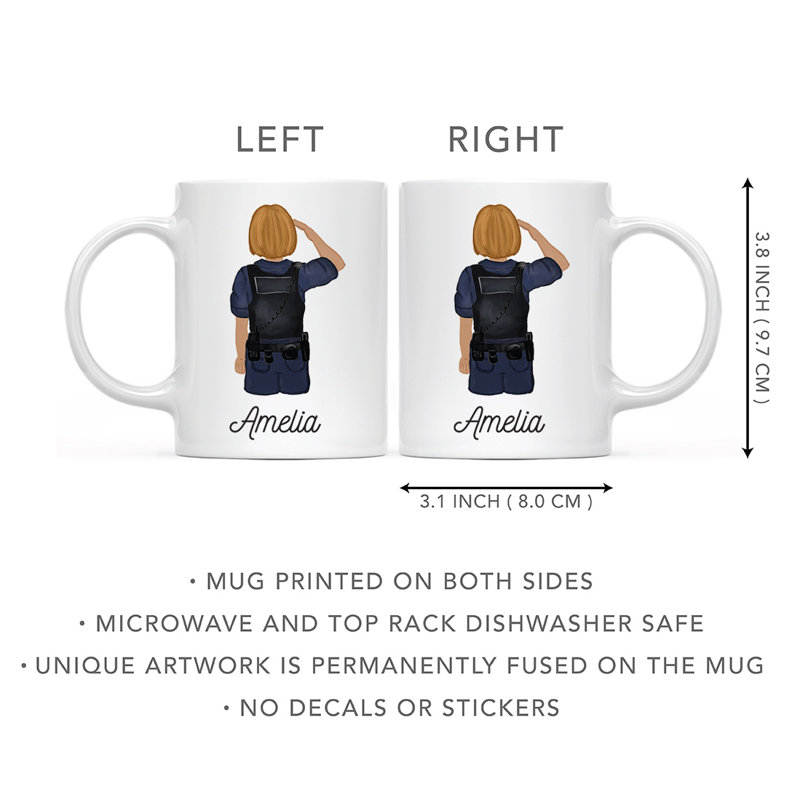 Tasse à café personnalisée, Jaune / femme, agent de police 22, Oui