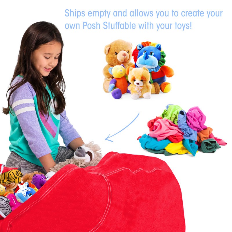 Kids Bean Bag Chair Cover - Stuffed Animal Storage & Toy Organizer with Zipper - Plush Storage Kids Bean Bag Cover only for Toddlers and Children's Rooms - Organizes Pillows, Blankets, and Stuffies - Multiple Colors, Sizes, and Fabrics