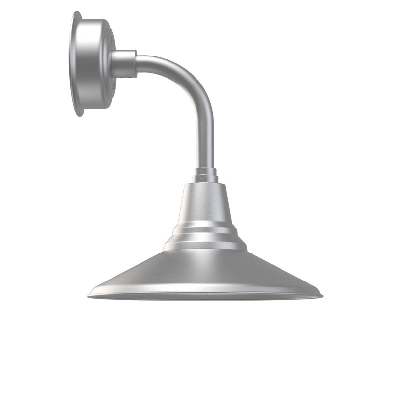 Luminaire de grange à del 1 lumière del Paulina, H 25,25 po x l 14 po x P 17,38 po, Argent galvanisé