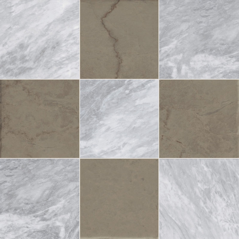 Tavari Checkerboard 10X10 Bardiglio And Bronze, Gray/Brown