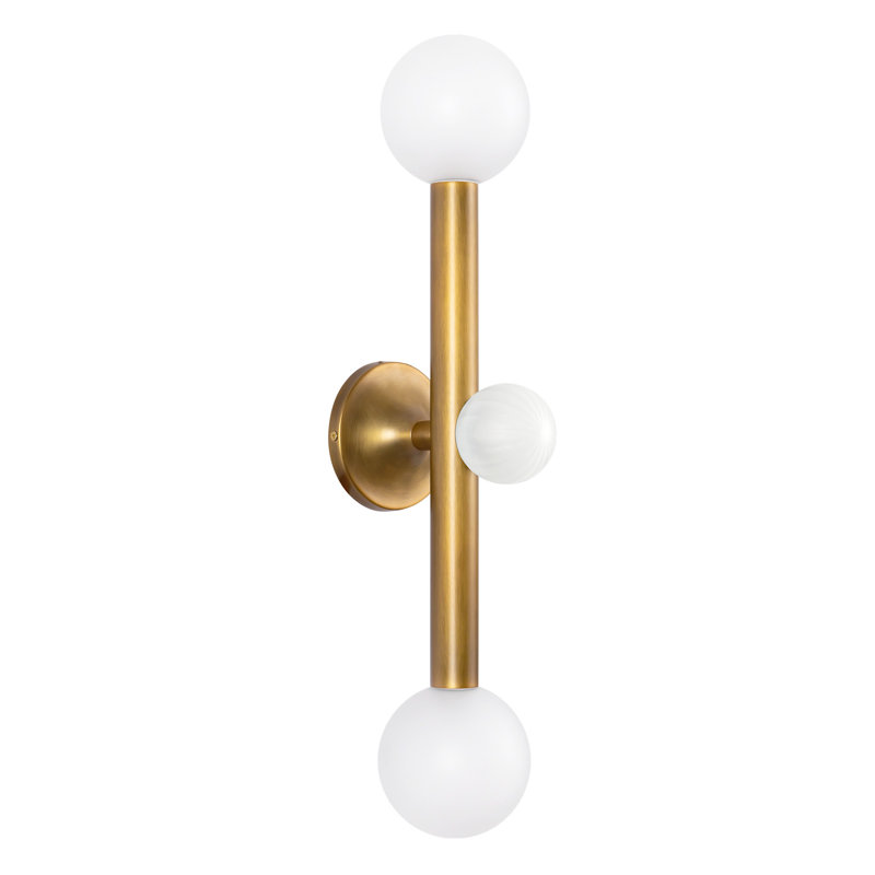 Martinez 3 - Light LED Vanity Light, Vintage Brass/Opal Glass