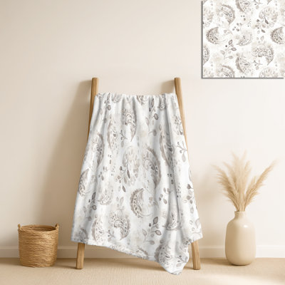 Paisley Floral I - couverture chaude contemporaine, jeté douillet minimaliste