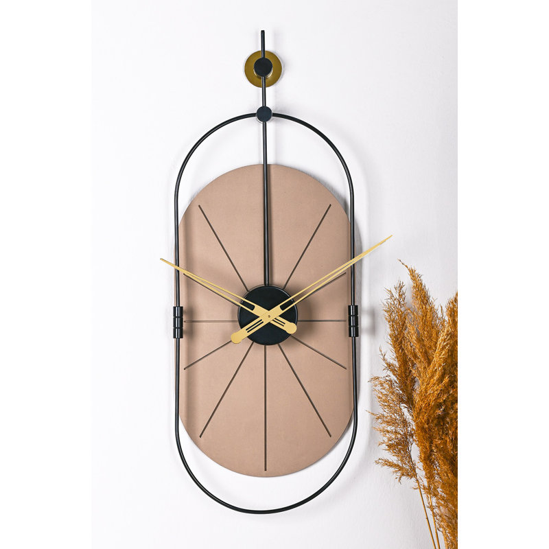 Amarmula Metal Wall Clock, Black/Brown/Gold