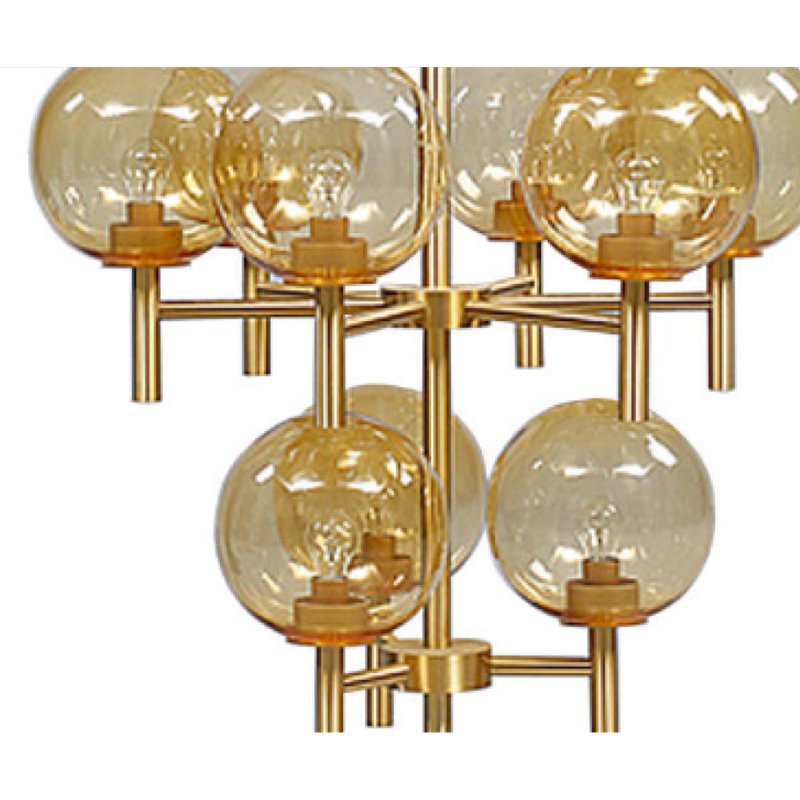 Lustre suspendu en laiton clair Elliya Kristiansson, Bronze brillant, Transparent, 46 po de largeur x 80 po de hauteur
