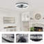 Ventilateur de chambre à coucher 19 po à cadre noir Iceberg avec télécommande, à intensité variable, 7 pales, moteur CC réversible, avec lumière DEL