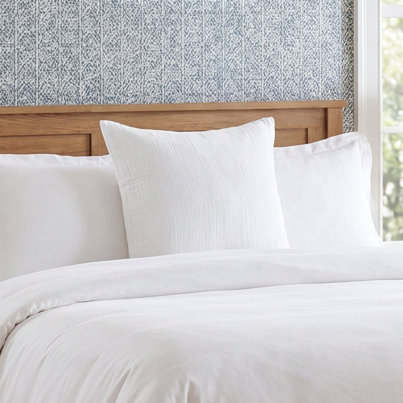 Daila Linen Blend Sham Set, Euro, White