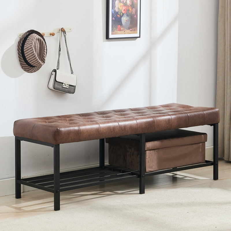 Banc de rangement rembourré Eleonore, Brun