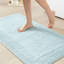 Tapis de bain 100% coton réversible 3000 g / m² bleu 24 x 44 po - Aspect doux et dense, antidérapant, facile à nettoyer-118937345