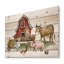 Ferme avec cochon de vache oie et botte de foin - impression rustique sur bois de pin naturel-58681109