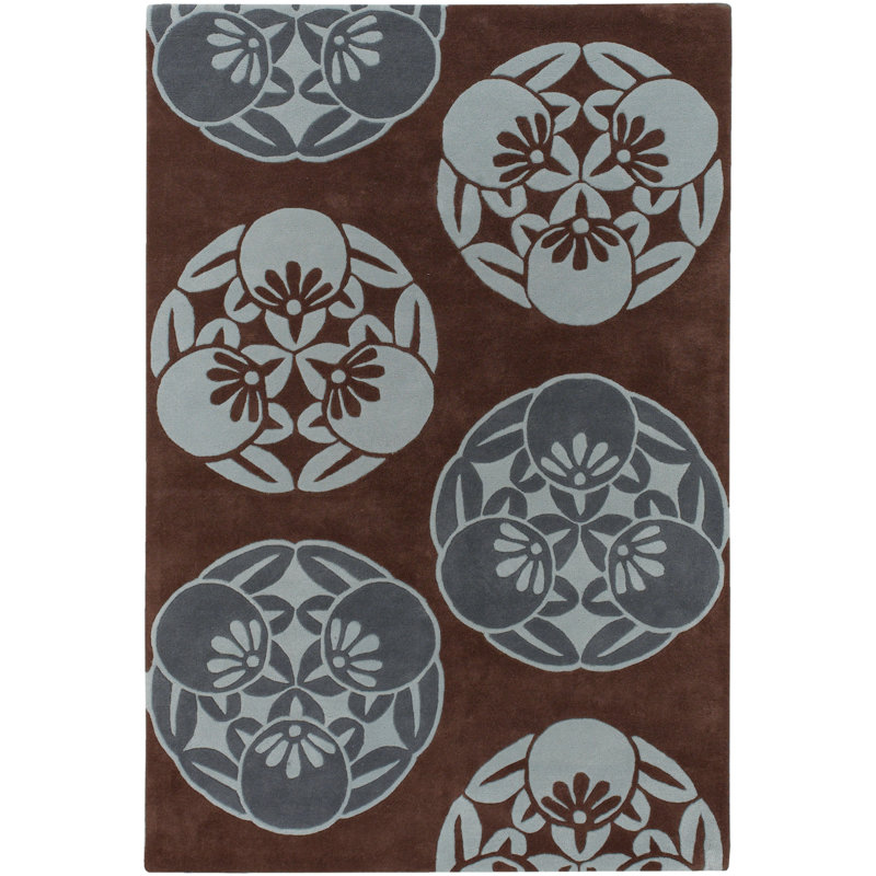 Tapis brun / bleu Jeffie, Rectangle 5 pi x 7 pi 6 po