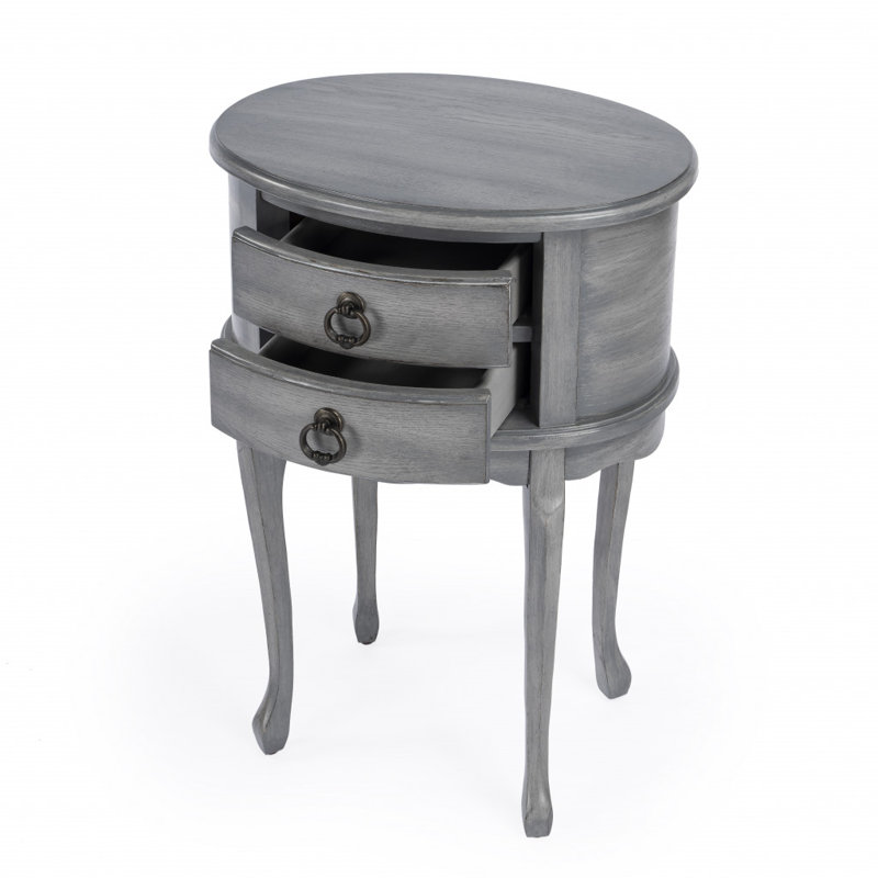 Table de bout à 2 tiroirs Nasiar, Gris