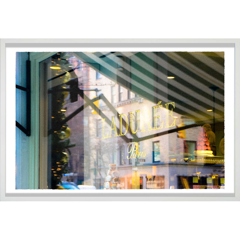 New York City. Ladurée Paris Window Reflection #1 by Andrea Hillebrand - Single Picture Frame Photograph