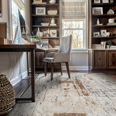 Multi-Colour Strata Rug – Modern Layered Pattern, Easy To Clean