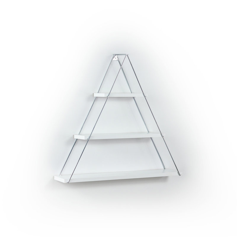 Étagère triangulaire murale en métal, Blanc / argenté