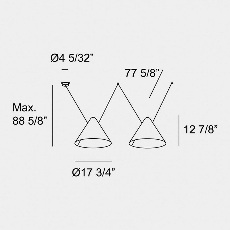 Super Attic 2 - Light Black Cone Pendant, 88.63" H x 78.75" W x 17.75" D