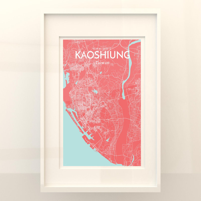 Kaoshiung City Map In Maritime - No Frame Print, 36cm H x 24cm W x 0.05cm D
