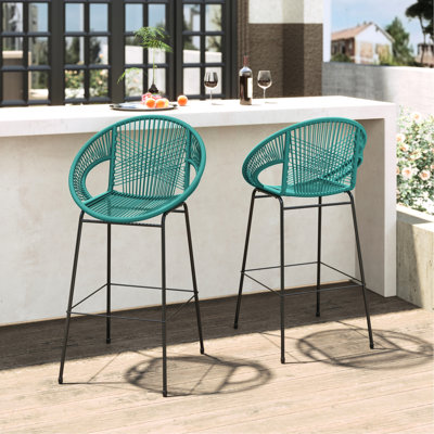 Bleu sarcelle pe de 2, support ergonomique pour une assise décontractée, motif tissé complexe, cadre, décor extérieur et intérieur convenant au confort du corps, esthétique exquise, environnements multiples