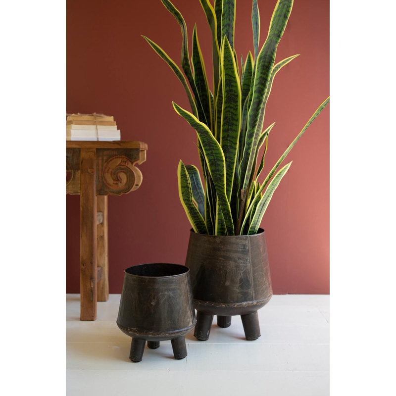  Ensemble de 2 pots décoratifs en fer avec pieds - 17 po de hauteur