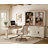 Laziza Modern Farmhouse Office Set, Vintage Desk & 73.3" Glass Door Bookcase Premium Home Office Shelving Units With Power Hub, White&Oak-1761507040