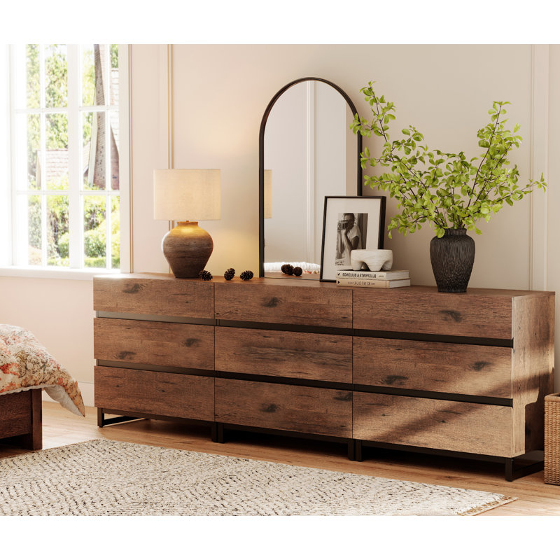Commode 9 tiroirs Aadam, Noyer foncé