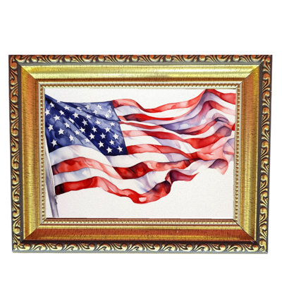 Art antique avec cadre doré et drapeau américain 2