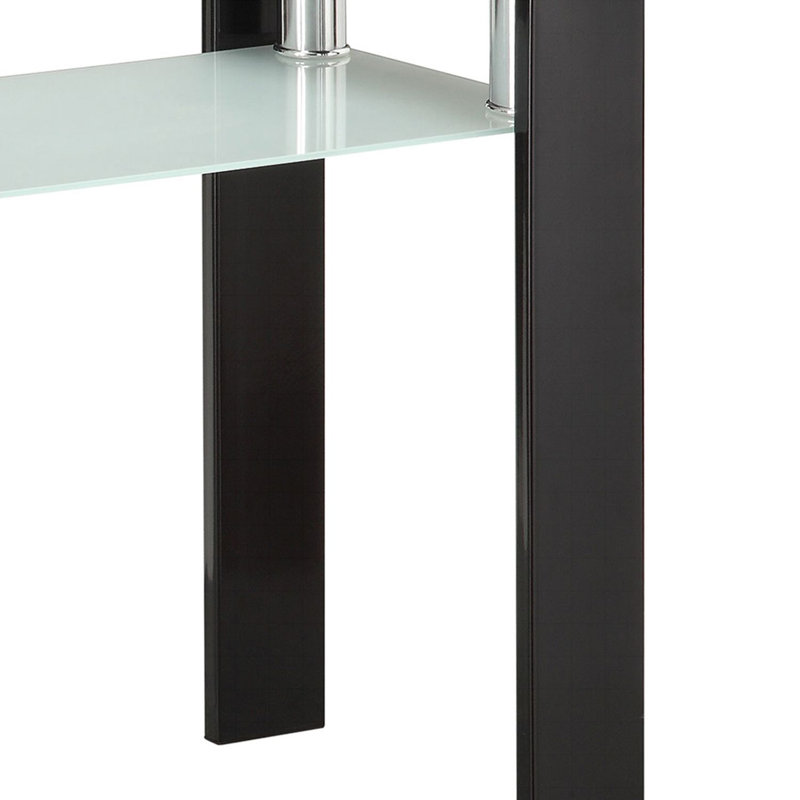 Élégante table de canapé rectangulaire à plateau en verre avec une tablette, parfaite pour un décor moderne et minimaliste