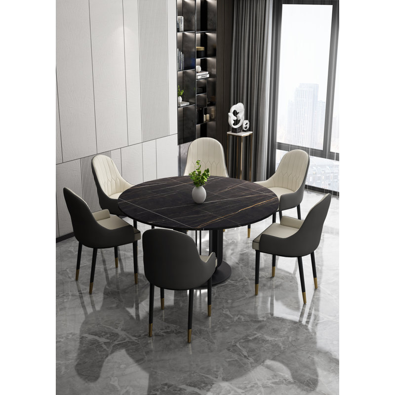 2 Vision Polyurethane Upholstered Dining Chair with Black Metal Legs, White