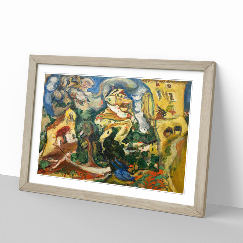 The Village by Chaim Soutine - Picture Frame Painting, 36cm H x 48cm W x 2cm D, Oak Framed