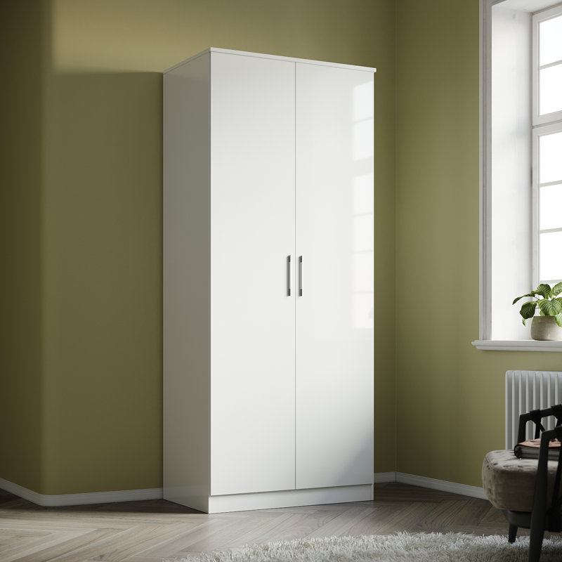 Shelissa 2 Door Manufactured Wood Wardrobe, White