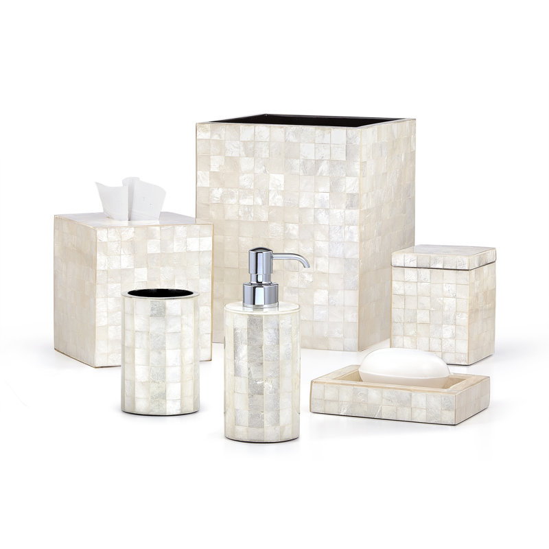 Capiz Blanc Waste Basket