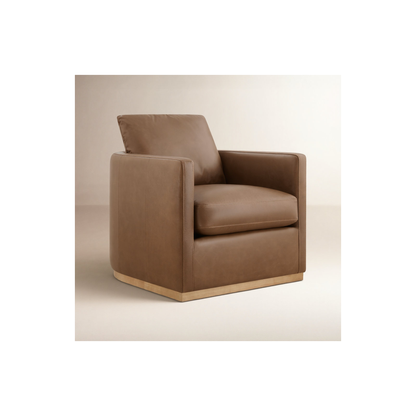 Bobbi Genuine Leather Swivel Armchair, Marseille Camel Top Grain Leather