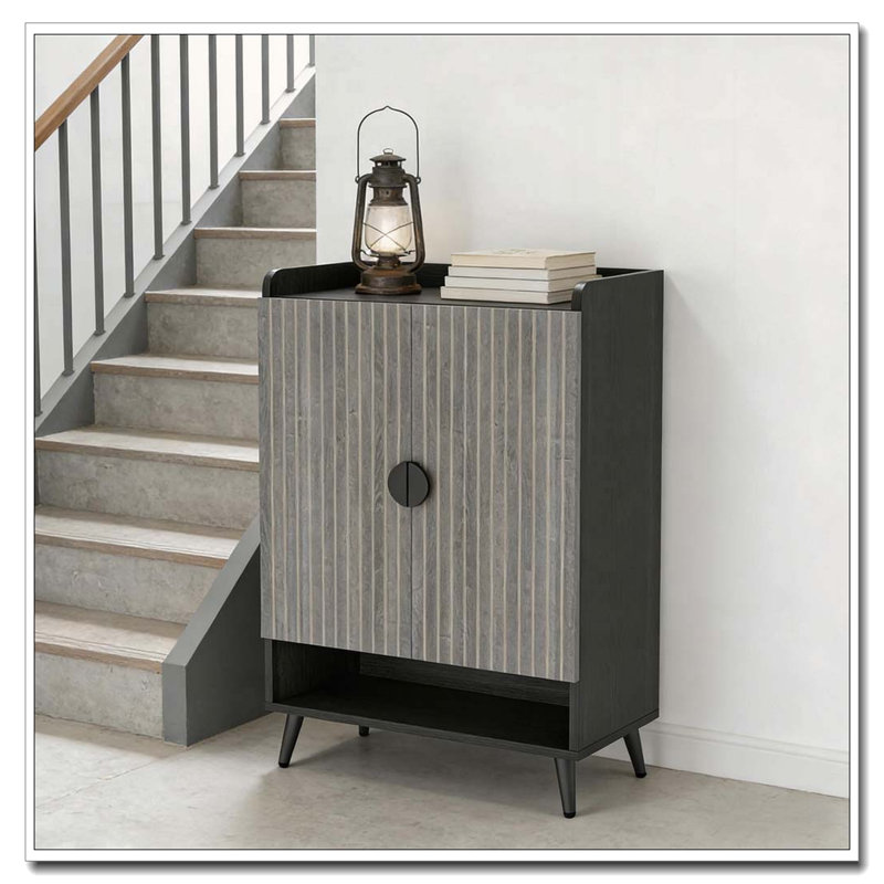 Modern Shoe Storage Cabinet, Black,Gray