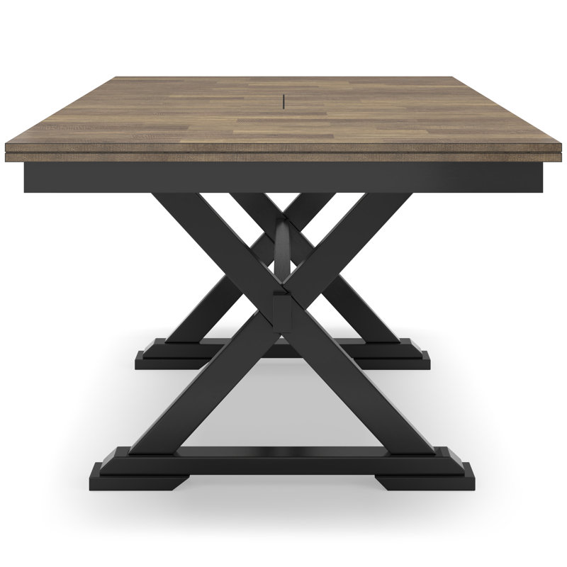 Black and Brown Extendable Farmhouse Dining Table with Butterfly Leaf