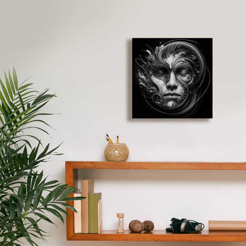 «Techno Face 2» par KIR.DART, art mural sur toile, H 12 po x l 12 po x P 0,75 po