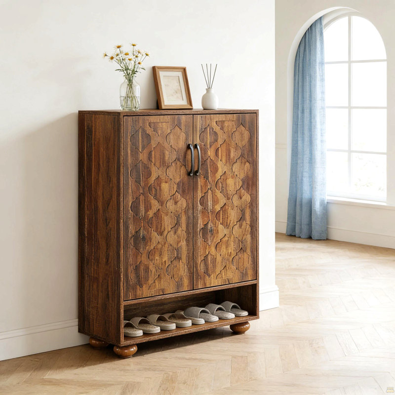 Armoire à chaussures de style naturel, armoire de rangement